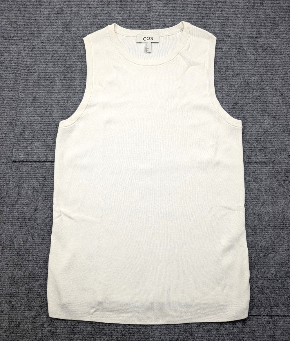 COS Knit Tank Womens Medium Blouse Quiet Luxury Old Money Layer Minimal White